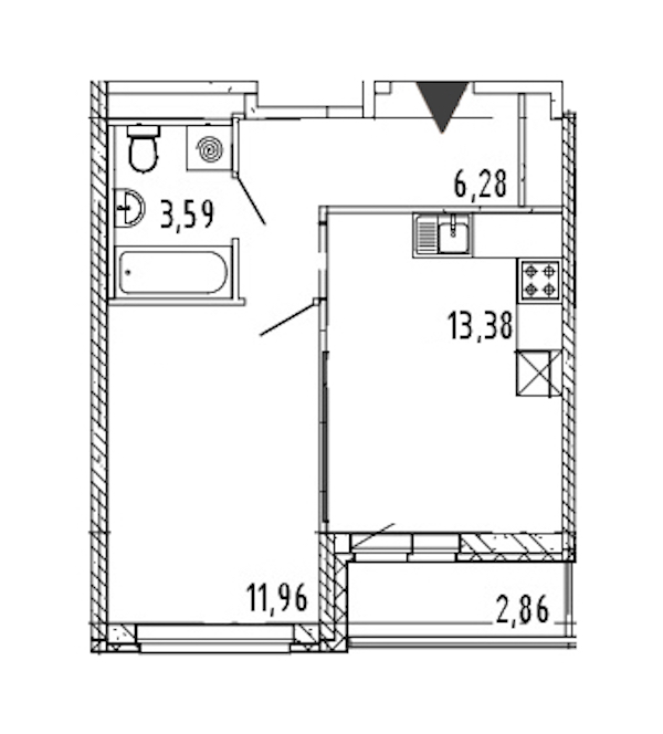 1-комнатная квартира 35.21 м², 17/19 эт., ЖК «Новые горизонты 2»